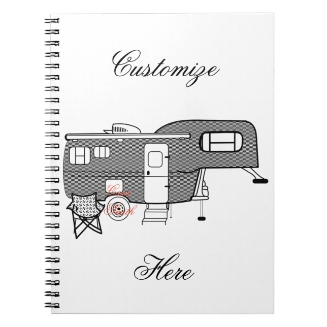 Classic Travel Trailer Caravan Thunder_Cove Notebook (Front)