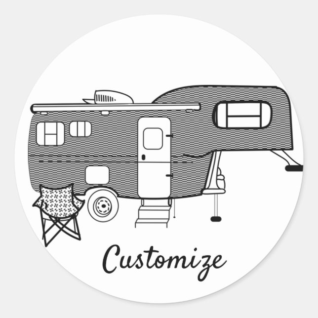 Classic Travel Trailer Caravan Thunder_Cove Round Sticker (Front)