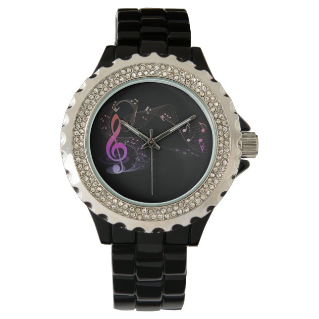 *~* Classic Treble Clef Colourful Modern Music Not Watch (Front)