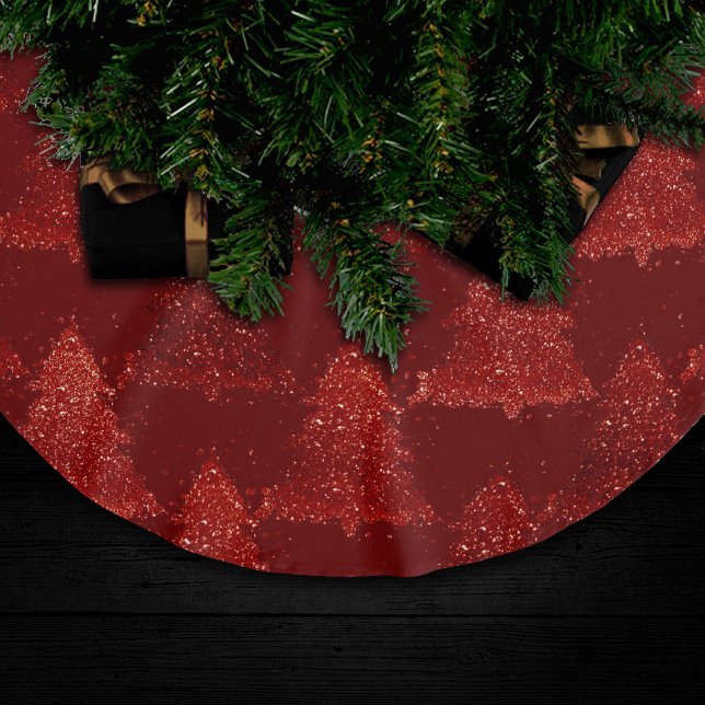 Classic Tree Pattern | Rich Crimson Red Christmas Brushed Polyester Tree Skirt (Creator Uploaded)