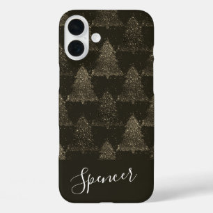 Classic Tree Pattern Rich Red Christmas Custom iPhone 16 Plus Case