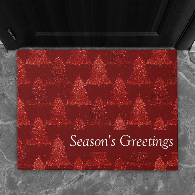 Classic Tree Pattern | Rich Red Christmas Custom Doormat (Creator Uploaded)
