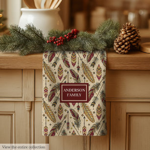 Classic Tribal Towel Personalized Feathers Accent