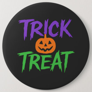 Classic Trick Or Treat Jack-o'-Lantern Halloween 6 Cm Round Badge