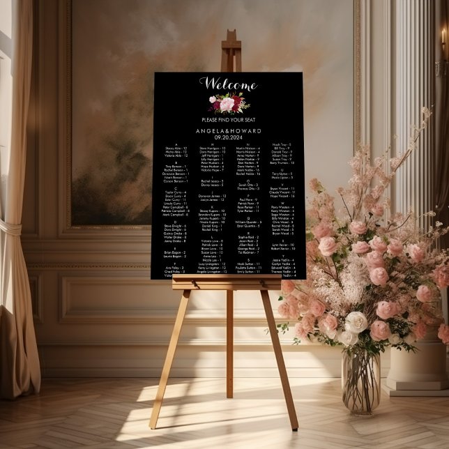 Classic Tropical Black Alphabetical Seating Chart (Creator Uploaded)