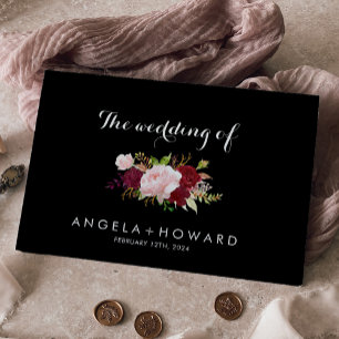 Classic Tropical Black and Burgundy Wedding Guest Book