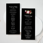 Classic Tropical Black Burgundy Wedding Program<br><div class="desc">This classic tropical black burgundy wedding program is perfect for a rustic wedding. The artistic bordo marsala design features watercolor,  green,  pink,  burgundy and blush roses assorted with greenery neatly arranged in a graceful and radiant flower bouquet.</div>