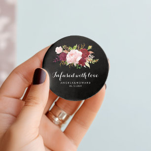 Classic Tropical Black Infused with Love Wedding Favour Tags