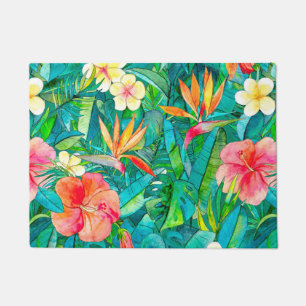 Classic Tropical Garden in Watercolors Doormat