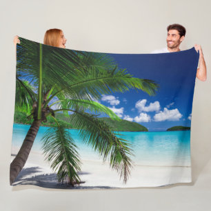 Classic Tropical Island Beach Paradise Fleece Blanket