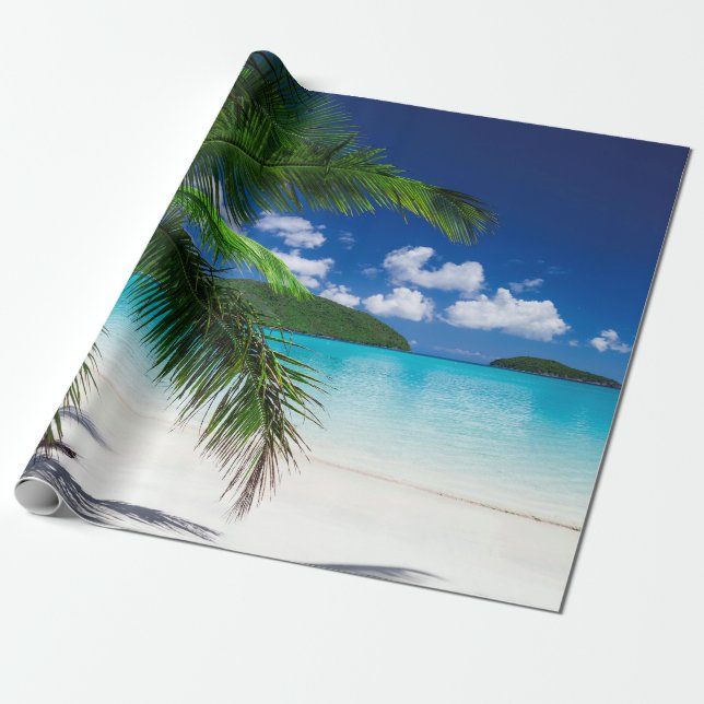 Classic Tropical Island Beach Paradise Wrapping Paper (Unrolled)