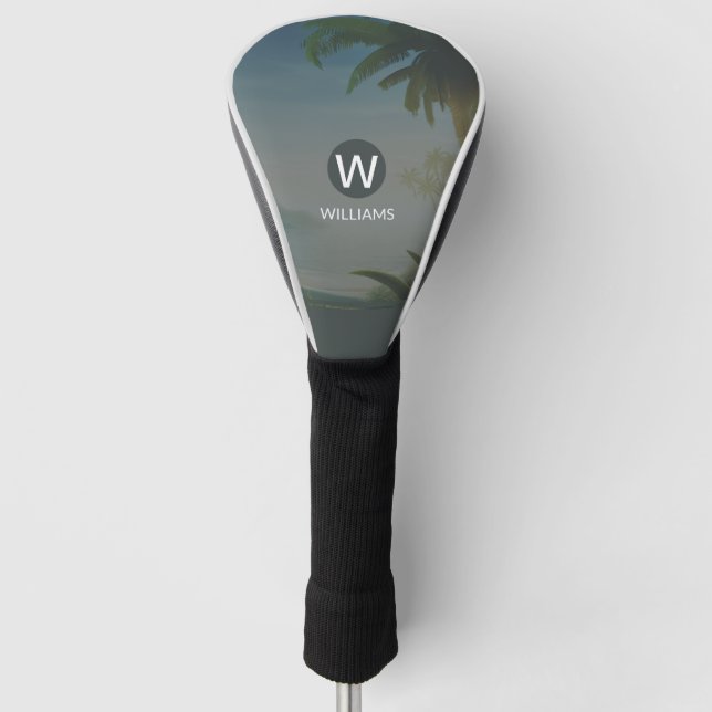 Classic Tropical Personalised Golf Head Cover (Front)