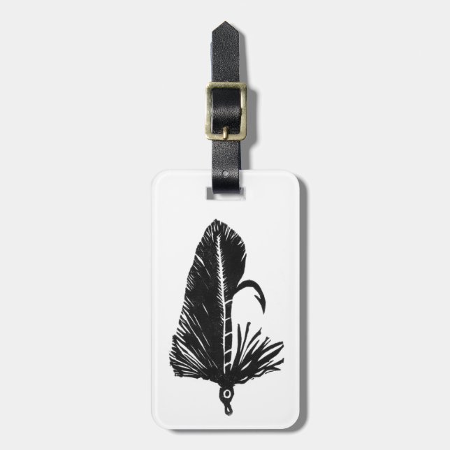 Classic Trout Fly Black Matuka Luggage Tag (Front Vertical)