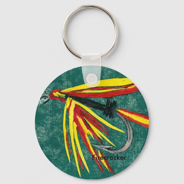 Classic Trout Fly Keychain "Firecracker Wet Fly" (Front)