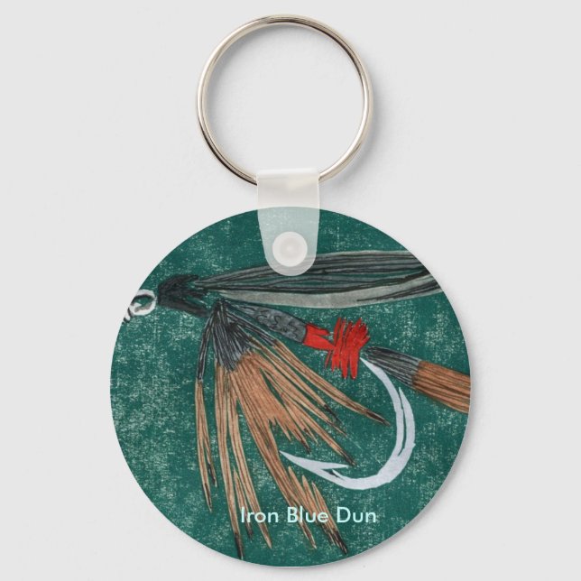 Classic Trout Fly Keychain "Iron Blue Dun" (Front)