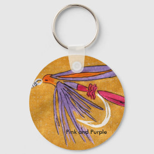 Classic Trout Fly Keychain "Pink and Purple" Wet