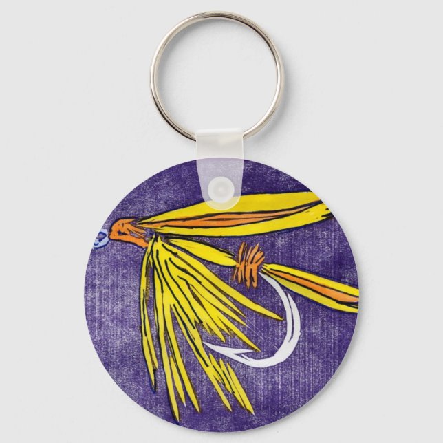 Classic Trout Fly Keychain "Yellow and Orange" (Front)
