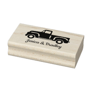 Classic Truck Custom Name Wedding Rubber Stamp