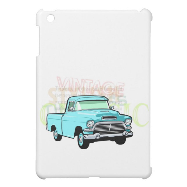Classic truck in blue, very old semi pickup iPad mini case (Back)