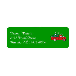 Classic Truck with Holiday Tree in the Snow Return Address Label