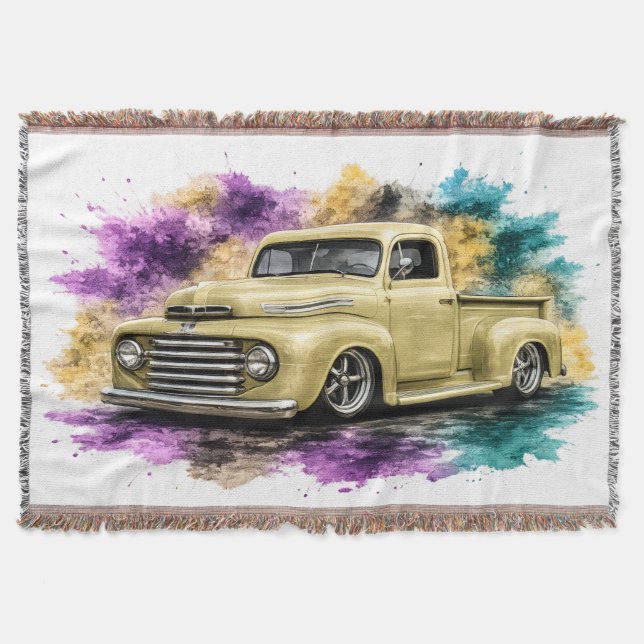 Classic Truck Woven Throw Blanket (Front)