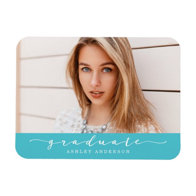 Classic Turquoise Graduation Photo Magnet (Horizontal)