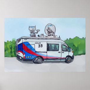 Classic TV News Van Poster
