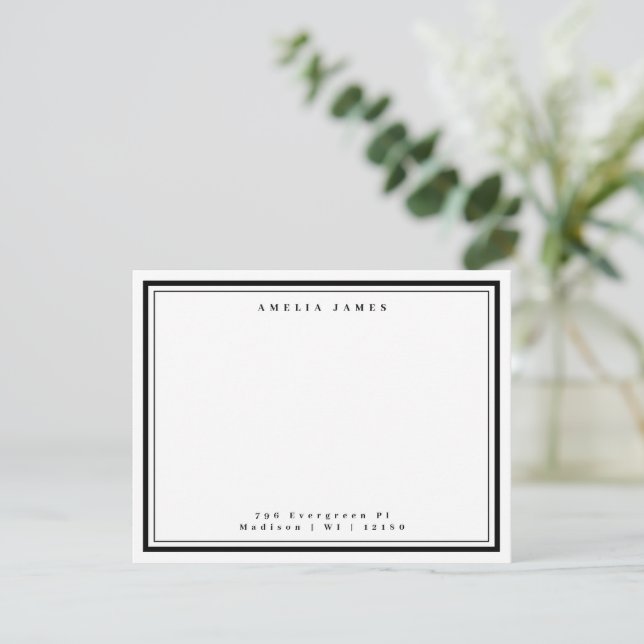 Classic Two Border Name Address Flat Card (Standing Front)