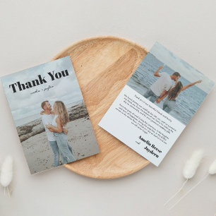 Classic Typography 2 Photo Wedding Thank You Card