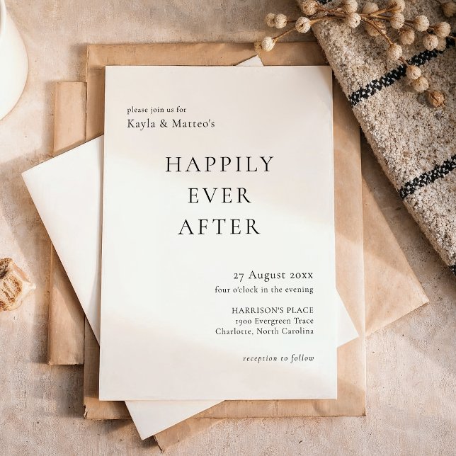 Classic Typography Happily Ever After Wedding Invitation (Creator Uploaded)