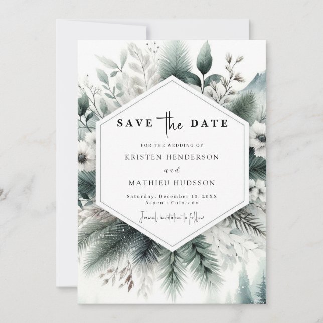 Classic Typography Mountain Save The Date (Front)