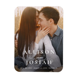 Classic Typography Photo Wedding Save the Date Magnet