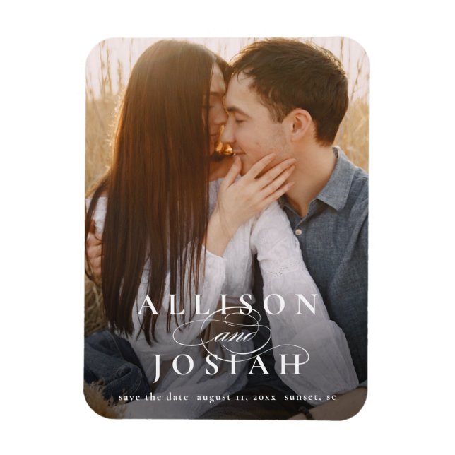Classic Typography Photo Wedding Save the Date Magnet (Vertical)