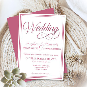 Classic Typography Rosegold White Formal Wedding Invitation