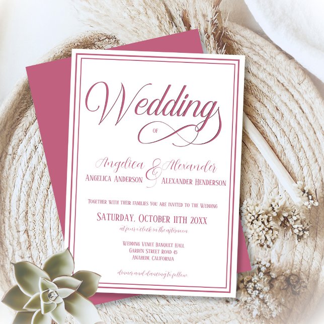 Classic Typography Rosegold White Formal Wedding Invitation (Creator Uploaded)