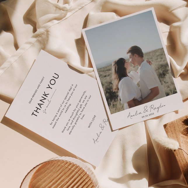 Classic Typography Script Photo Wedding Thank You Card (Creator Uploaded)