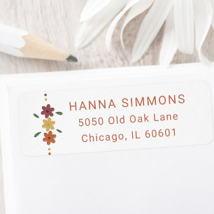 Classic Typography Trendy Boho Floral Address Return Address Label