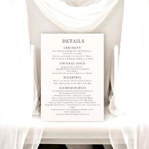 Classic Typography Wedding Information Card
