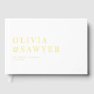 Classic Typography White Photo Wedding Guest Book