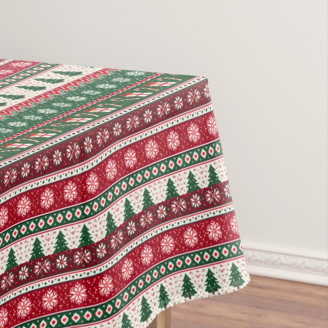 Classic Ugly Christmas Sweater Stripes Tablecloth (In Situ)