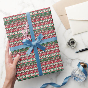 Classic Ugly Christmas Sweater Stripes Wrapping Paper