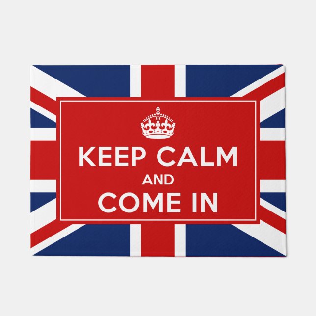 Classic UK Union Flag - Keep Calm and Come in Doormat (Front)