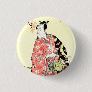 Classic ukiyo-e Traditional Japanese Samurai art 3 Cm Round Badge