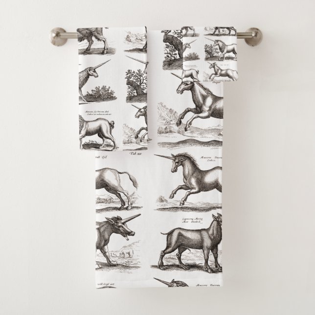 Classic Unicorn Antique Mythical Magical Creature Bath Towel Set (Insitu)