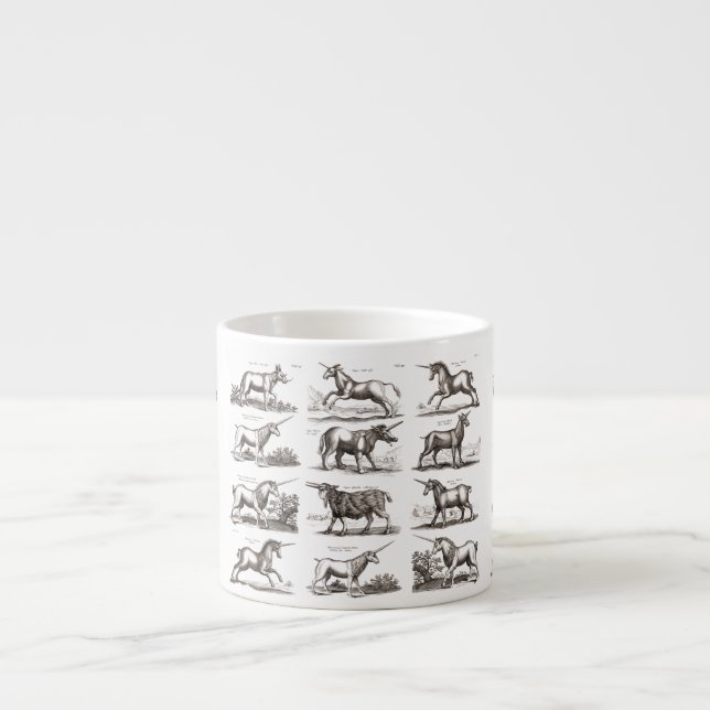 Classic Unicorn Antique Mythical Magical Creature Espresso Cup (Front)