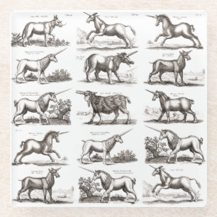 Classic Unicorn Antique Mythical Magical Creature Glass Coaster