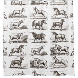 Classic Unicorn Antique Mythical Magical Creature Shower Curtain