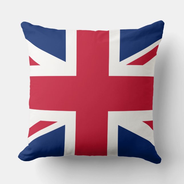 Classic Union Jack Red White Blue UK Flag Cushion (Front)