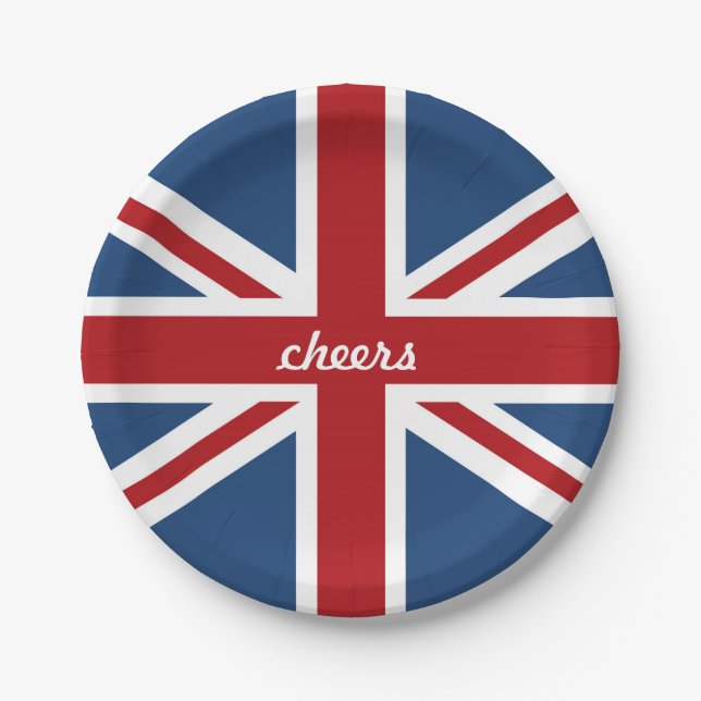 Classic Union Jack UK Flag Paper Plate (Front)