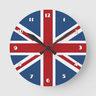 Classic Union Jack UK Flag Round Clock